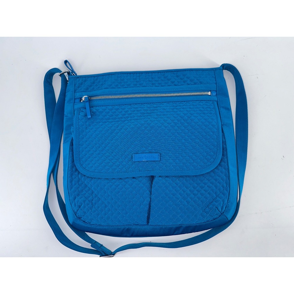 Vera‎ Bradley Blue Quilted Microfiber Crossbody Messenger Bag Adjustable Strap